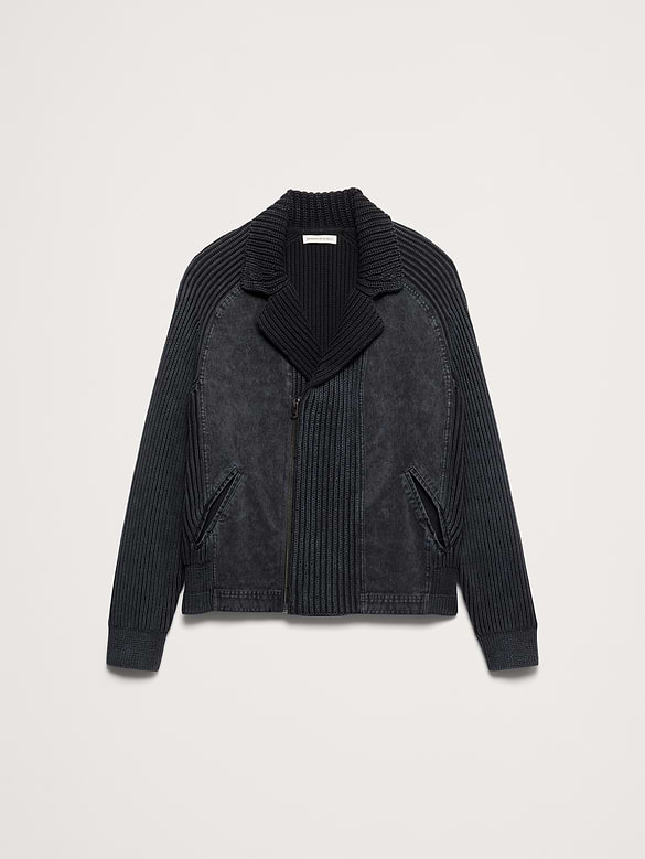 Cotton Moto Sweater Jacket
