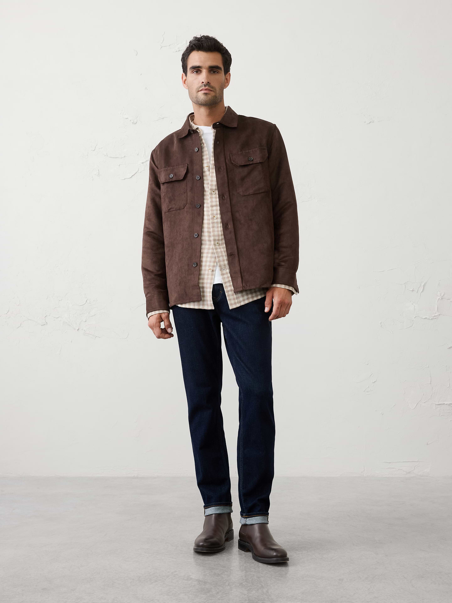 Image number 1 showing, Relaxed-Fit Vegan Suede Overshirt