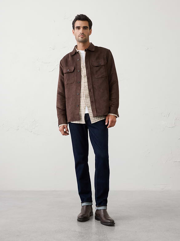 Relaxed-Fit Vegan Suede Overshirt