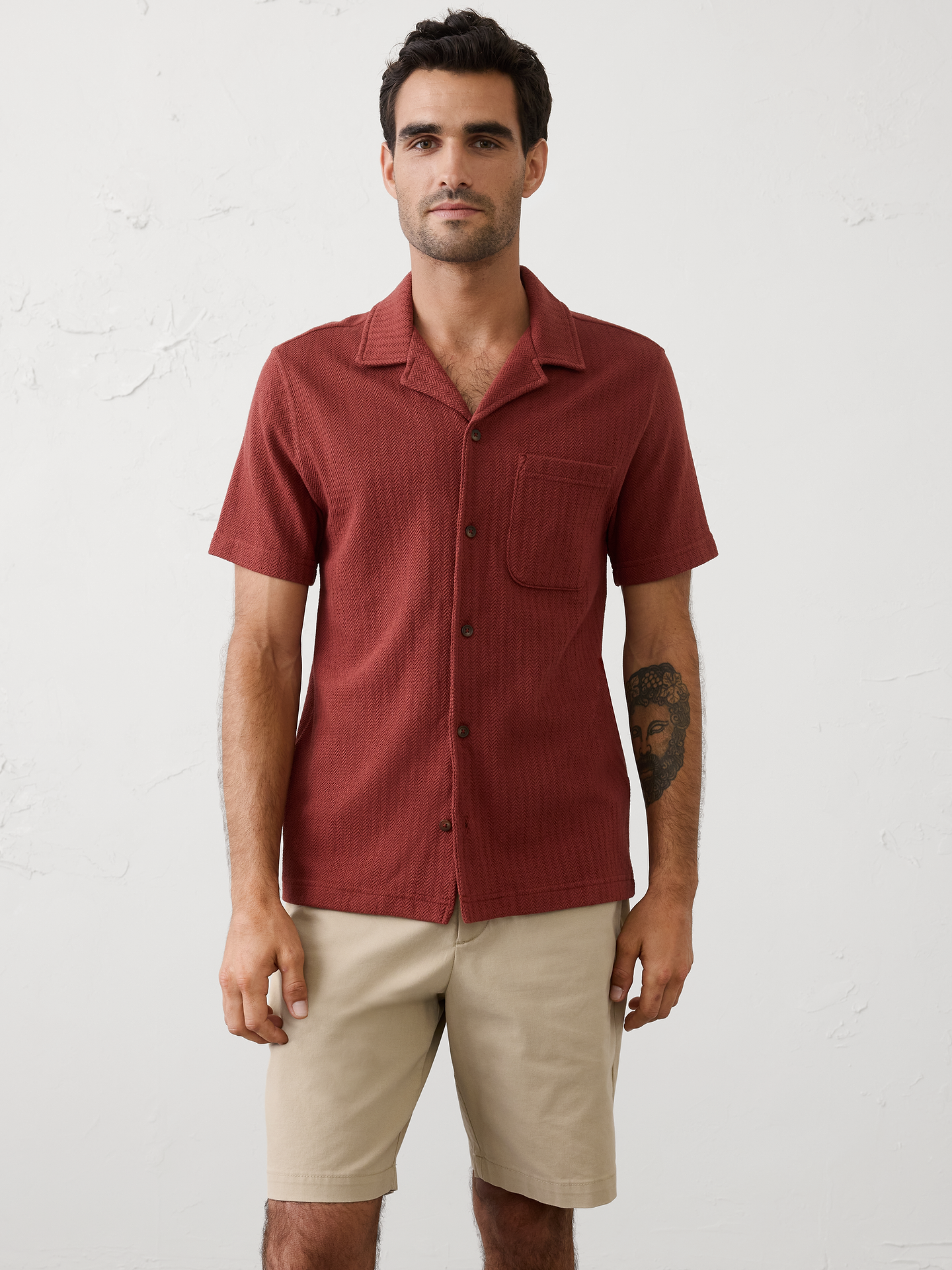 Image number 1 showing, Standard-Fit Knit Herringbone Shirt