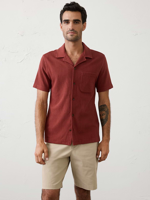 Standard-Fit Knit Herringbone Shirt