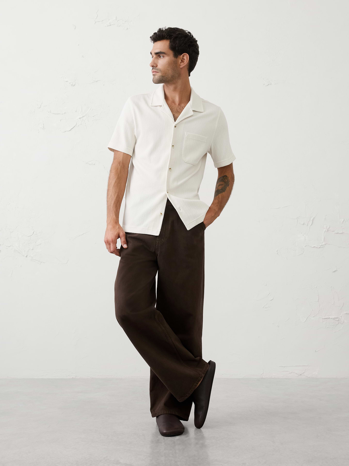 Image number 1 showing, Standard-Fit Knit Herringbone Shirt