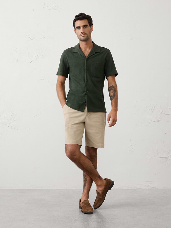 Standard-Fit Knit Herringbone Shirt