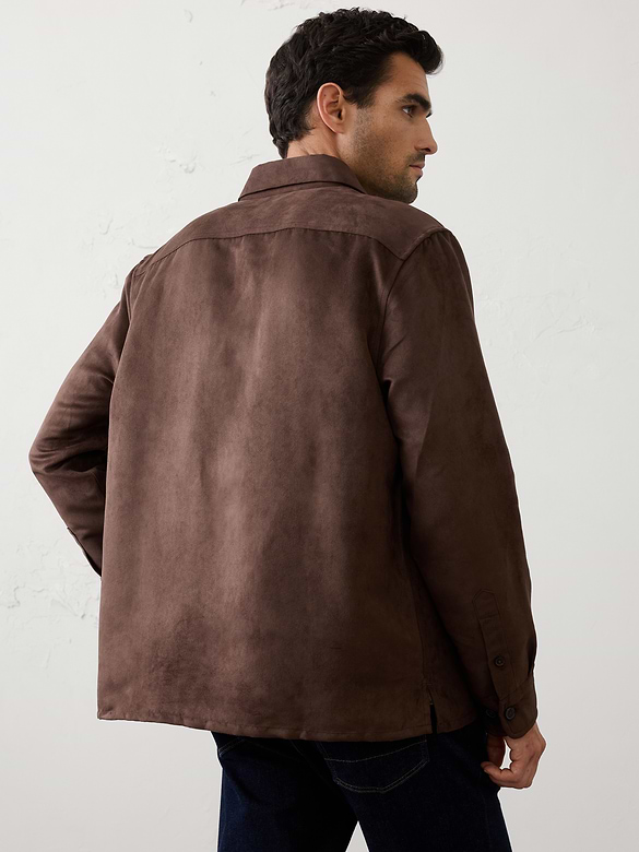 Relaxed-Fit Vegan Suede Overshirt