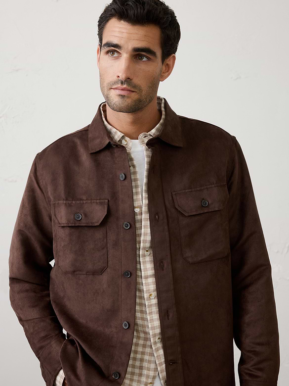Relaxed-Fit Vegan Suede Overshirt