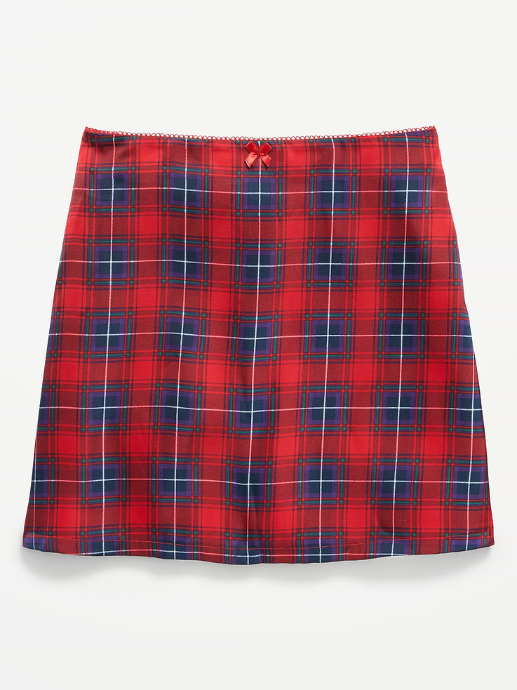 Image 4 of 5, Plaid Satin Skirt for Girls