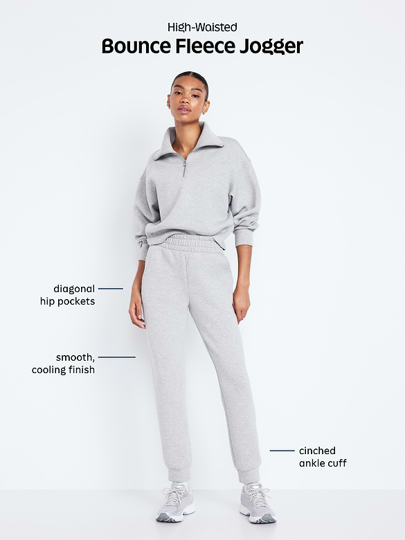 High-Waisted Bounce Fleece Jogger Sweatpants