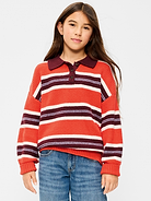 Image number 1 showing, Oversized Long-Sleeve Rugby Polo Sweater for Girls