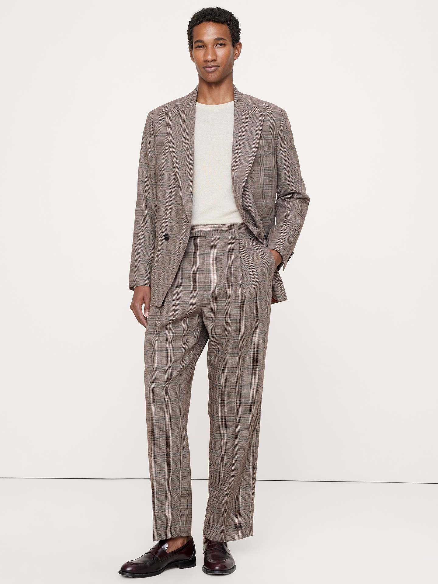 Image number 8 showing, Relaxed Double-Breasted Italian Glen Plaid Suit Jacket