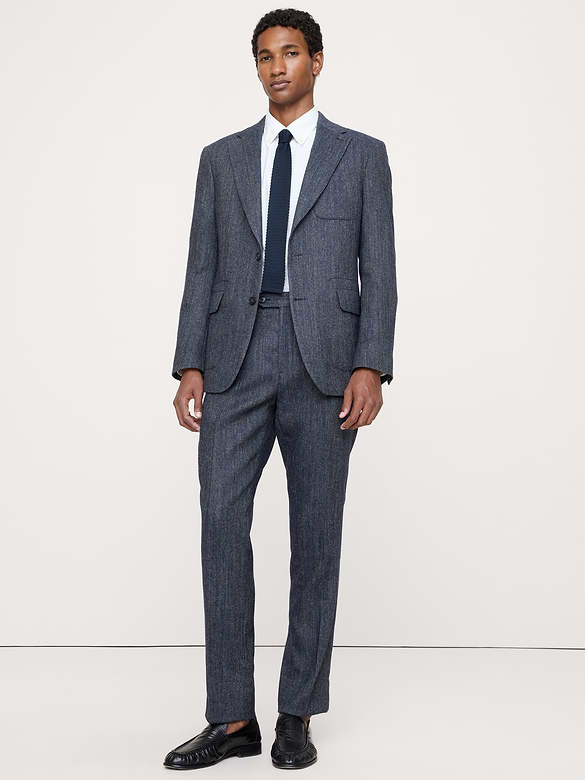 Tailored Slim Italian Herringbone Suit Jacket