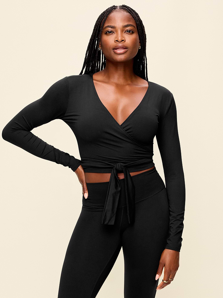Image number 1 showing, StudioSmooth Long-Sleeve Wrap Top