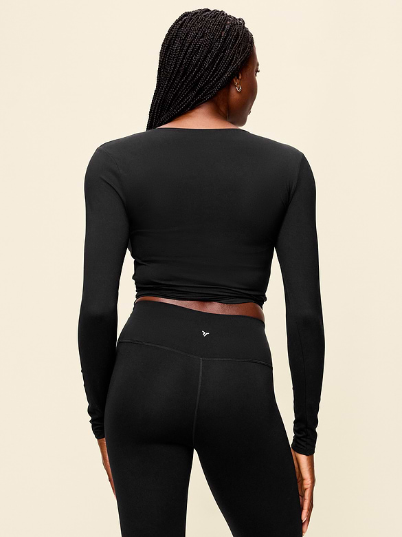 StudioSmooth Long-Sleeve Wrap Top