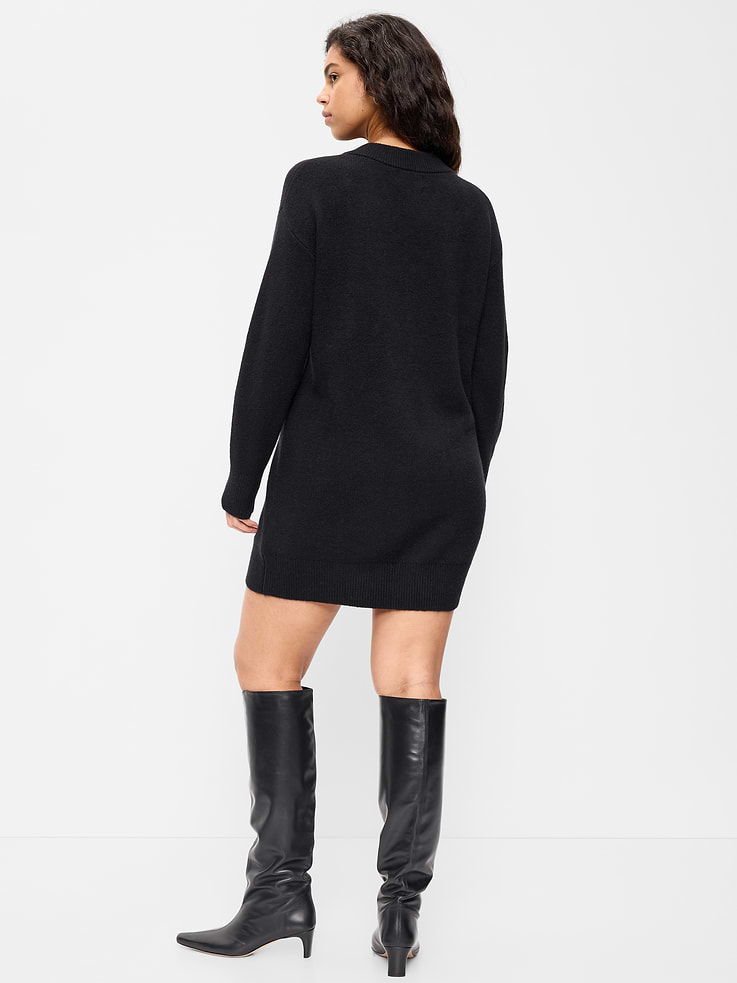 Image 7 of 9, SoSoft Long-Sleeve V-Neck Mini Sweater Dress