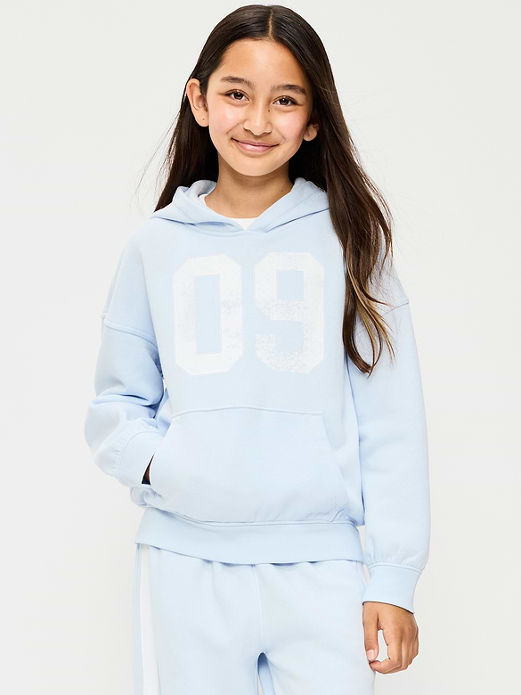 Oversized Graphic Pullover Hoodie for Girls