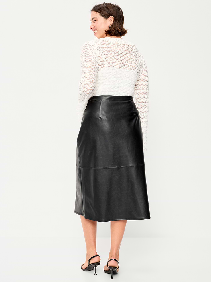 Image number 6 showing, Faux-Leather Pencil Midi Skirt