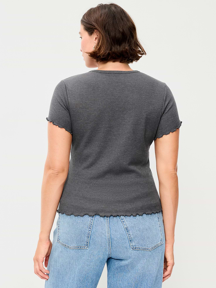 Image number 7 showing, Fitted Waffle-Knit Cropped T-Shirt