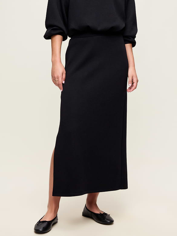 High-Waisted Bounce Fleece Maxi Skirt