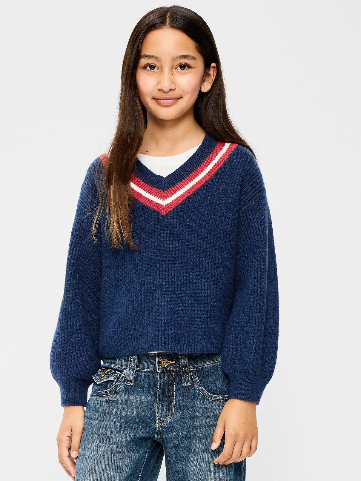 Image number 1 showing, Cropped V-Neck Sweater for Girls