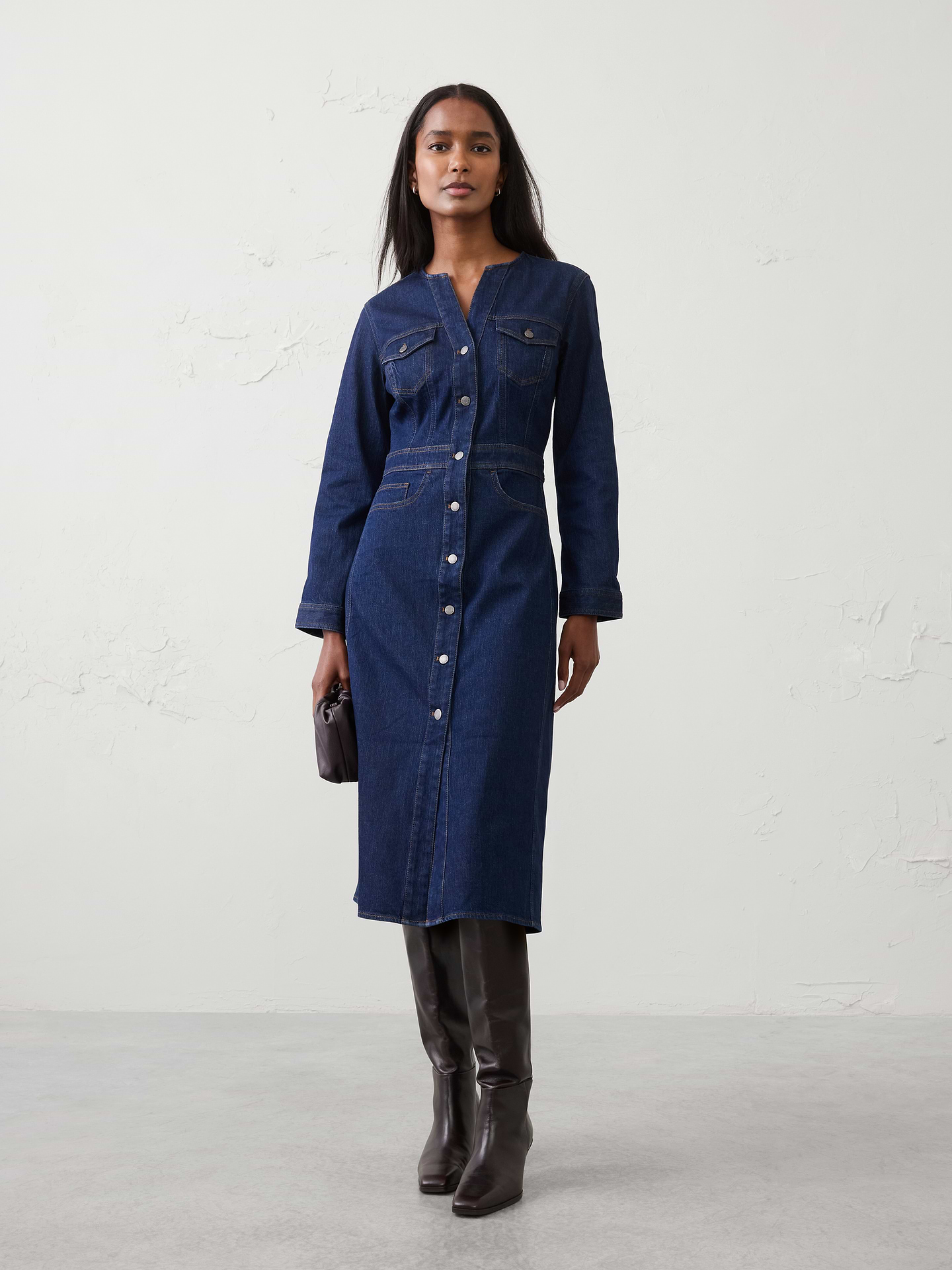 Image number 1 showing, Seamed Utility Midi Dress