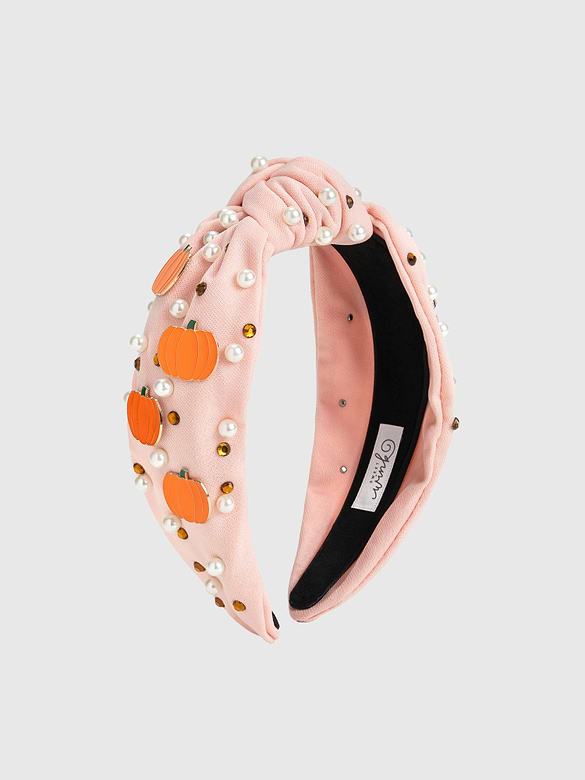 Sweet Wink Pumpkin Pearl Gemstone Headband