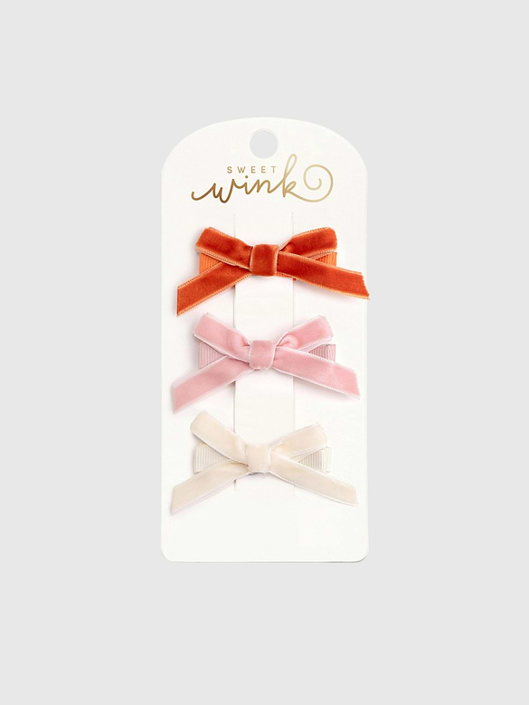 Sweet Wink Mini Velvet Bow Clip Set