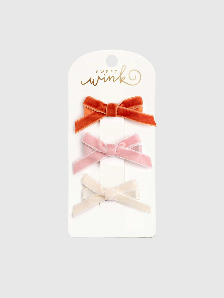 Image number 1 showing, Sweet Wink Mini Velvet Bow Clip Set