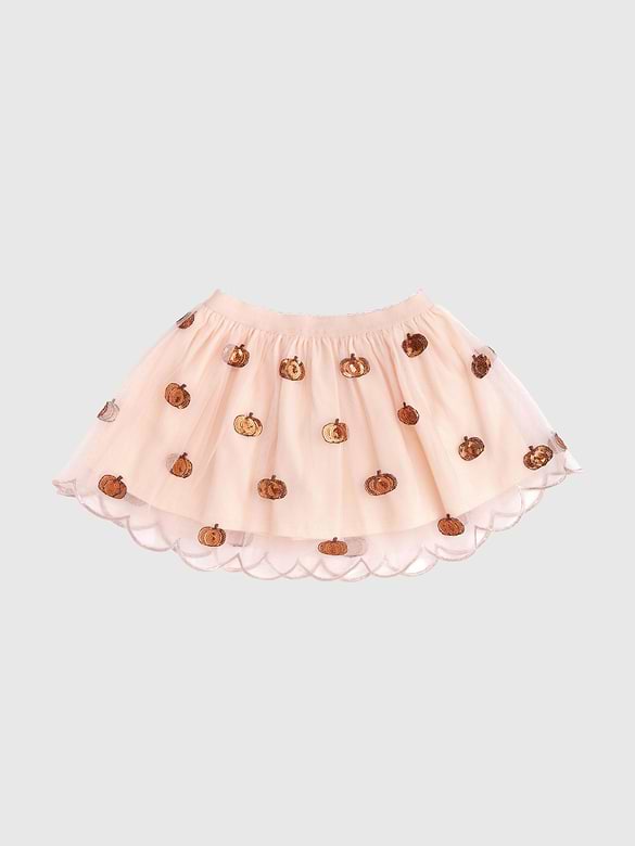 Sweet Wink Pumpkin Sequin Scallop Tutu Skirt
