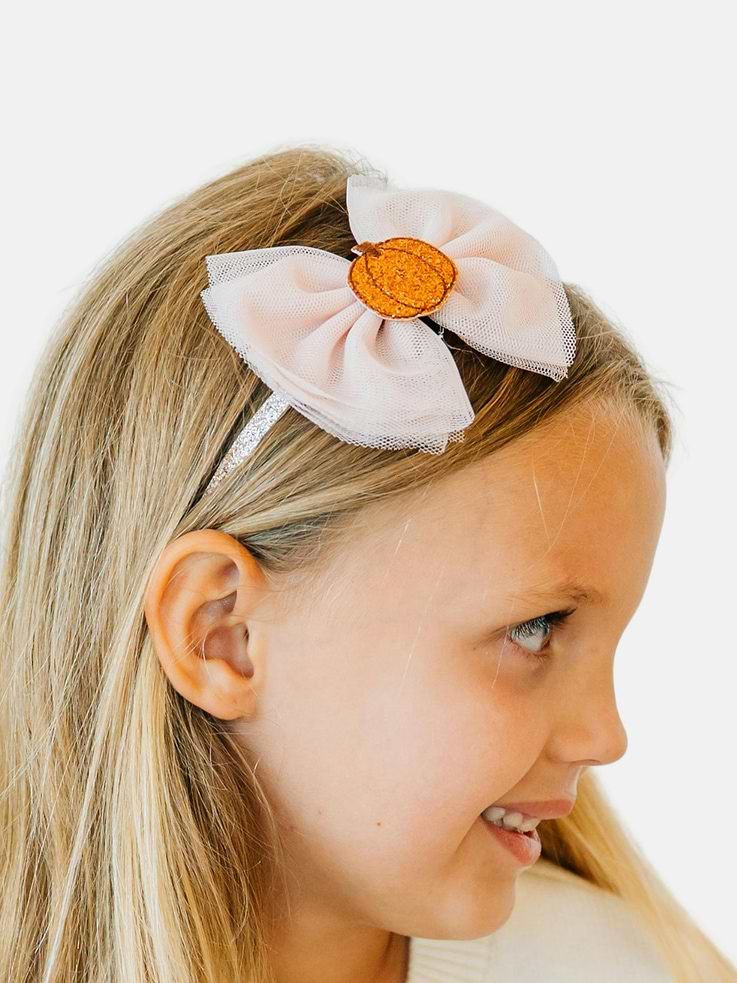 Image number 2 showing, Sweet Wink Pumpkin Tulle Bow Headband