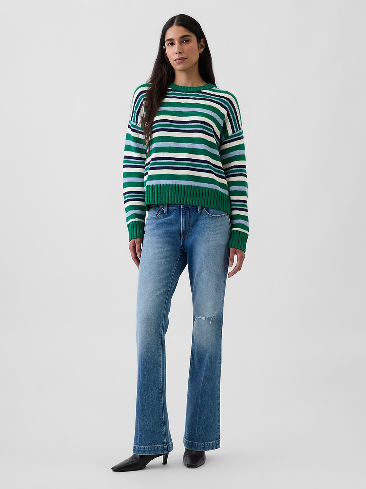 Image number 2 showing, 100% Cotton Oversized Crop Sweater