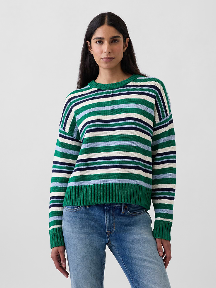 Image number 1 showing, 100% Cotton Oversized Crop Sweater