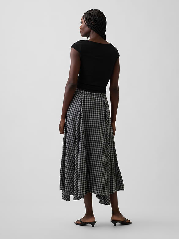 Plaid Maxi Handkerchief Skirt