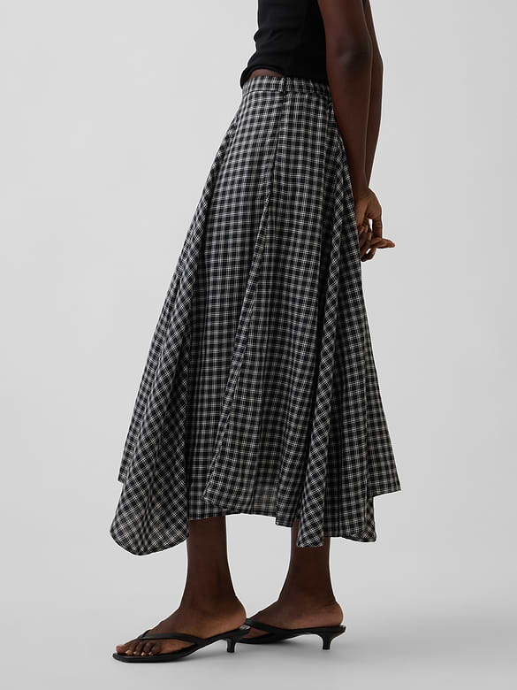 Plaid Maxi Handkerchief Skirt