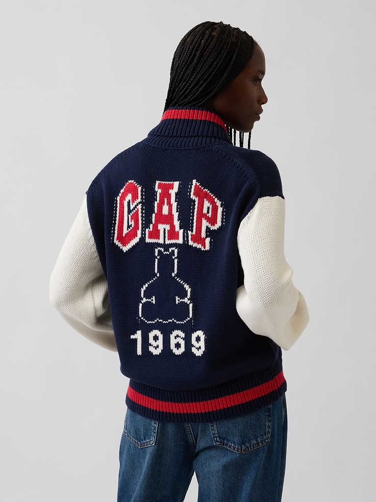 Image number 3 showing, 100% Cotton Oversized Varsity Sweater Jacket