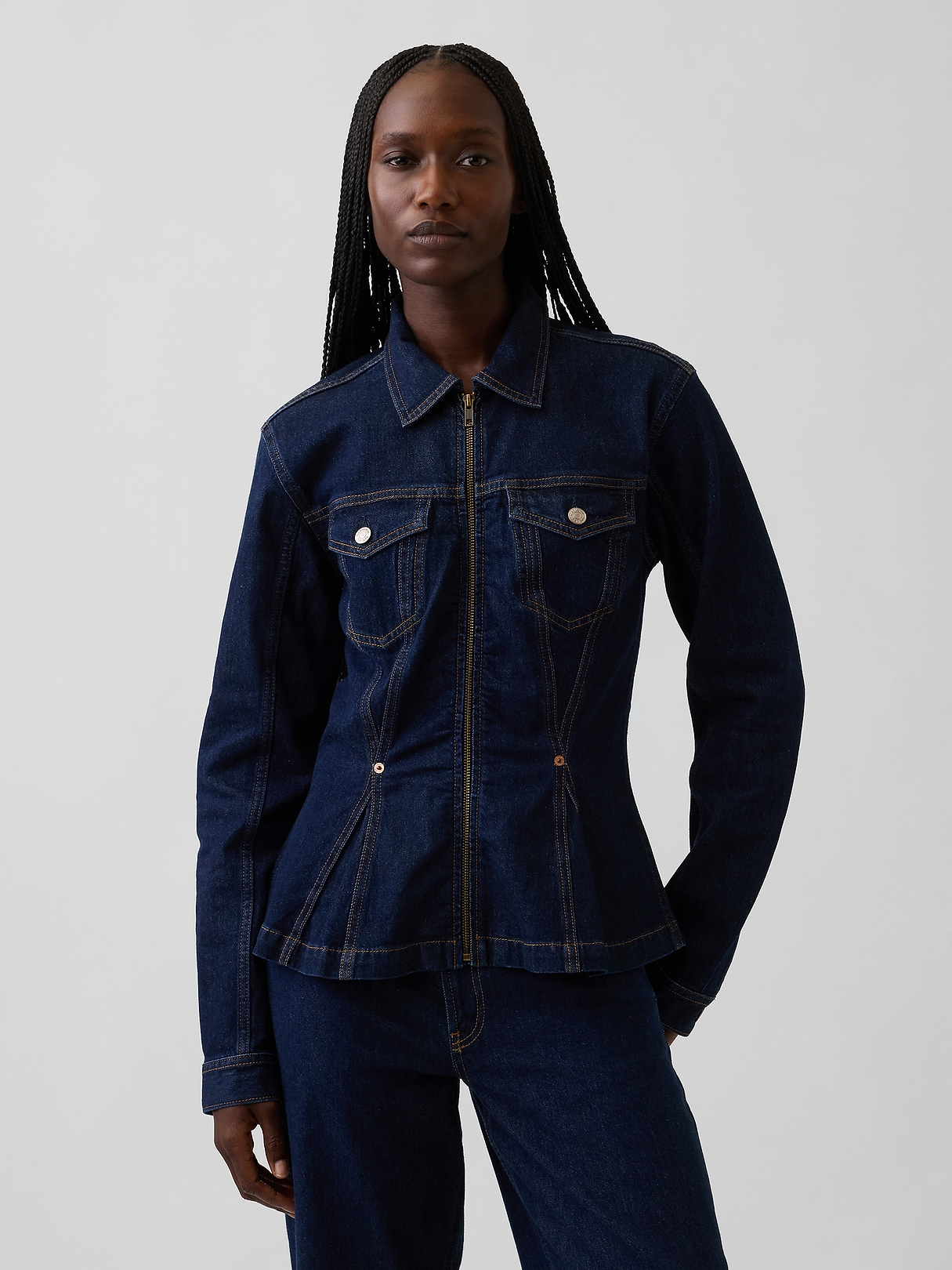 Denim Zip Peplum Jacket | Gap