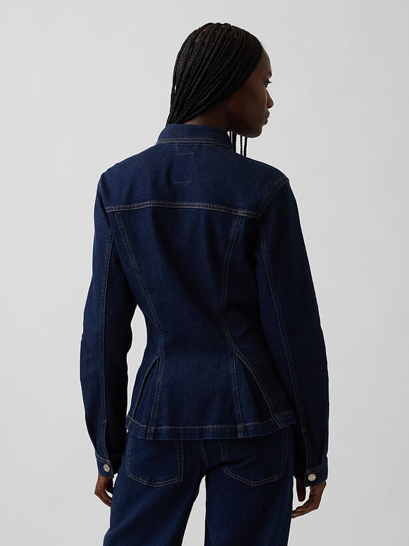 Denim Zip Peplum Jacket