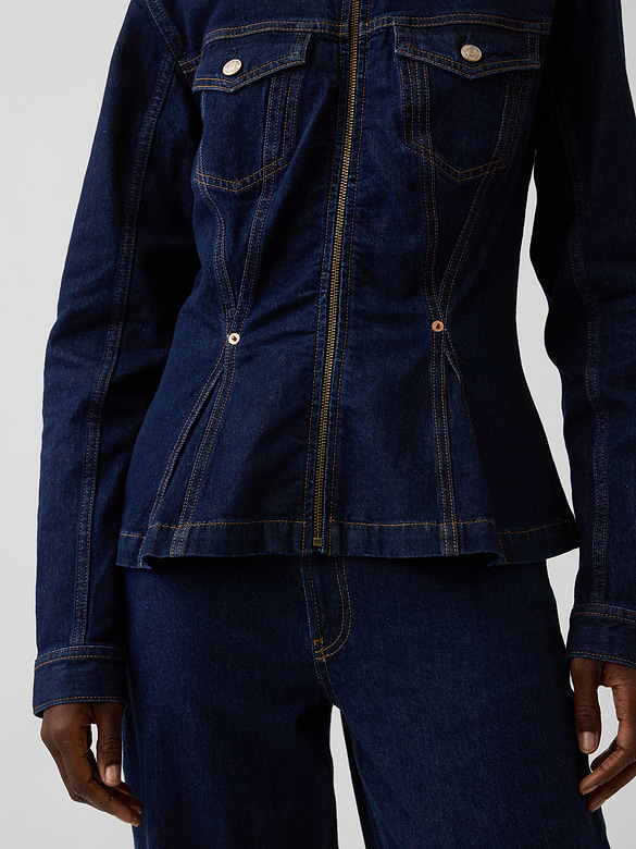 Denim Zip Peplum Jacket