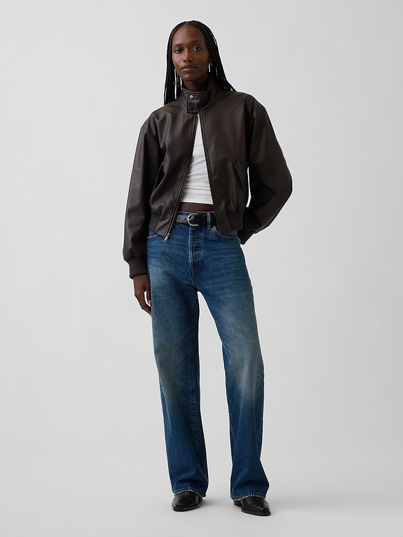 Vegan Leather Bomber Jacket
