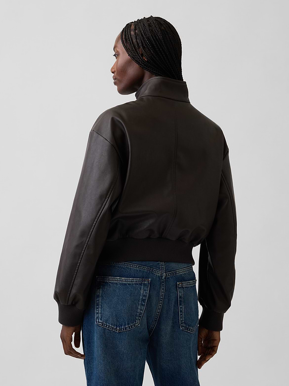 Vegan Leather Bomber Jacket
