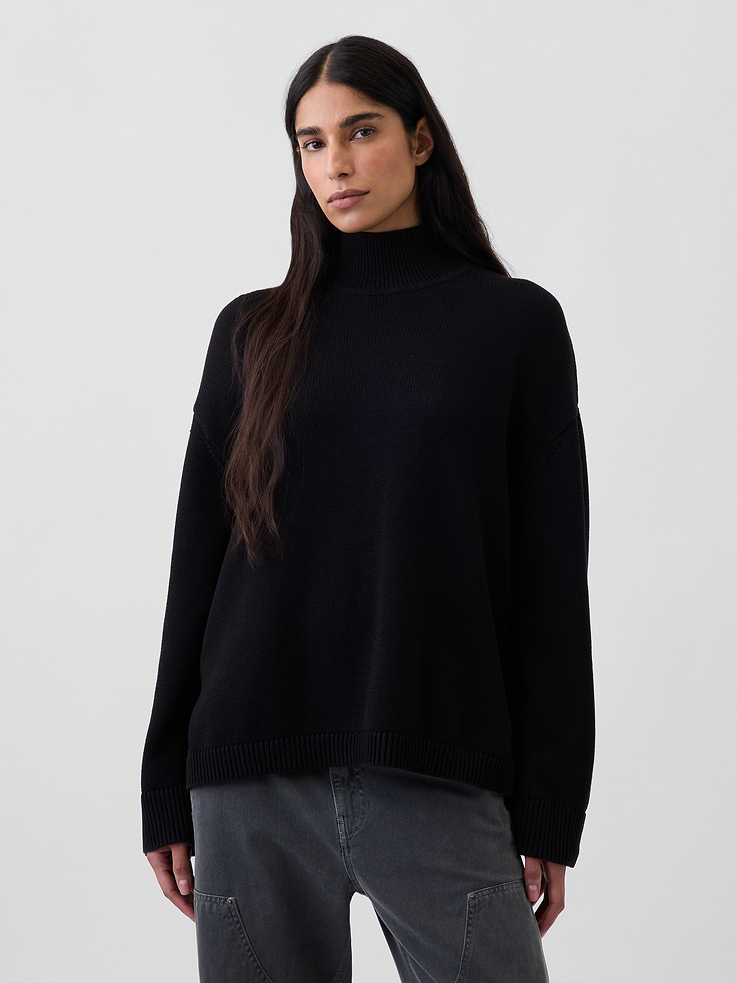 Image number 1 showing, 100% Cotton Oversized Turtleneck Sweater