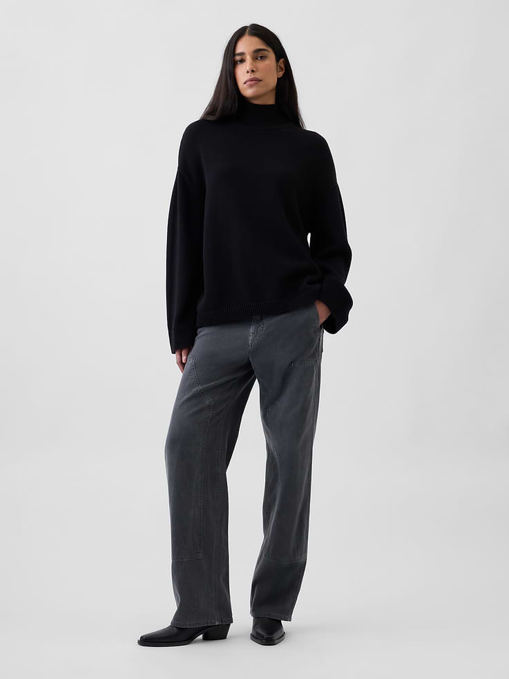 Image number 2 showing, 100% Cotton Oversized Turtleneck Sweater