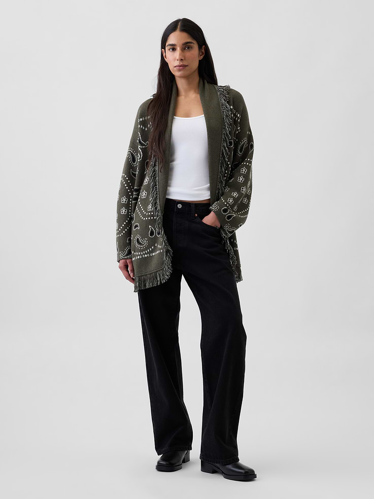 Image number 2 showing, Cotton-Blend Fringe Shawl Cardigan