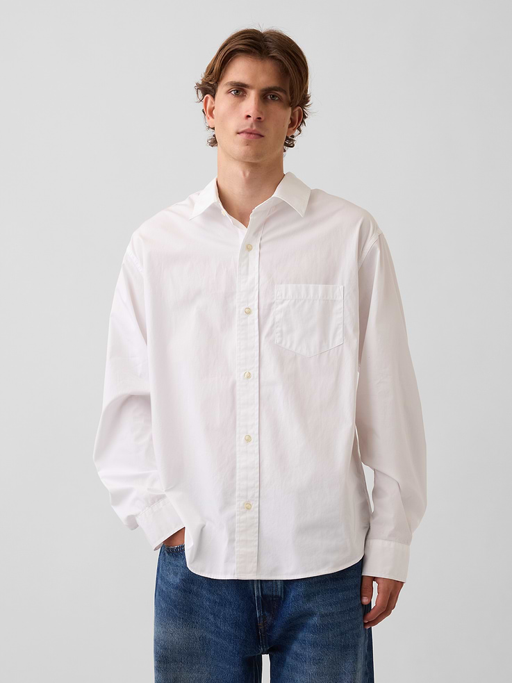Image number 1 showing, Organic Cotton Poplin Relaxed Shirt