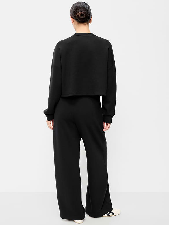 High-Waisted Bounce Fleece Wide-Leg Sweatpants
