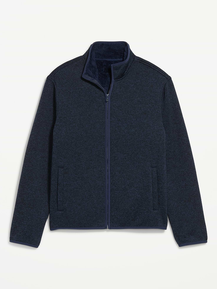 Image 4 of 4, Sweater Fleece Sherpa-Lined Full-Zip Jacket