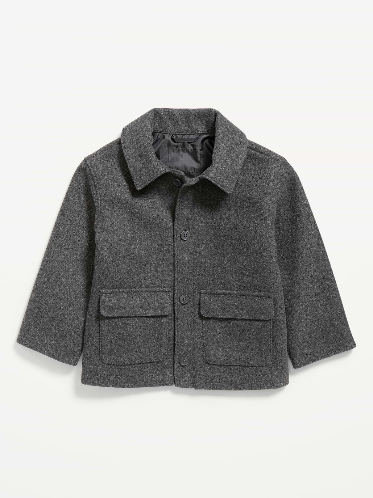 Image 1 of 3, spread collar, long sleeves, drop shoulders, full length button placket, flap-front pockets, Product #1183858
