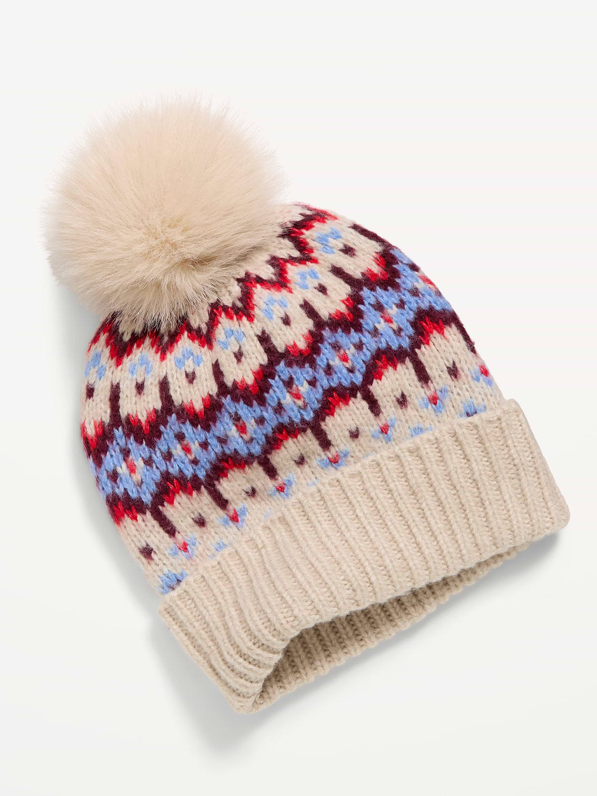 Image 2 of 2, Fair Isle Pom-Pom Beanie for Women