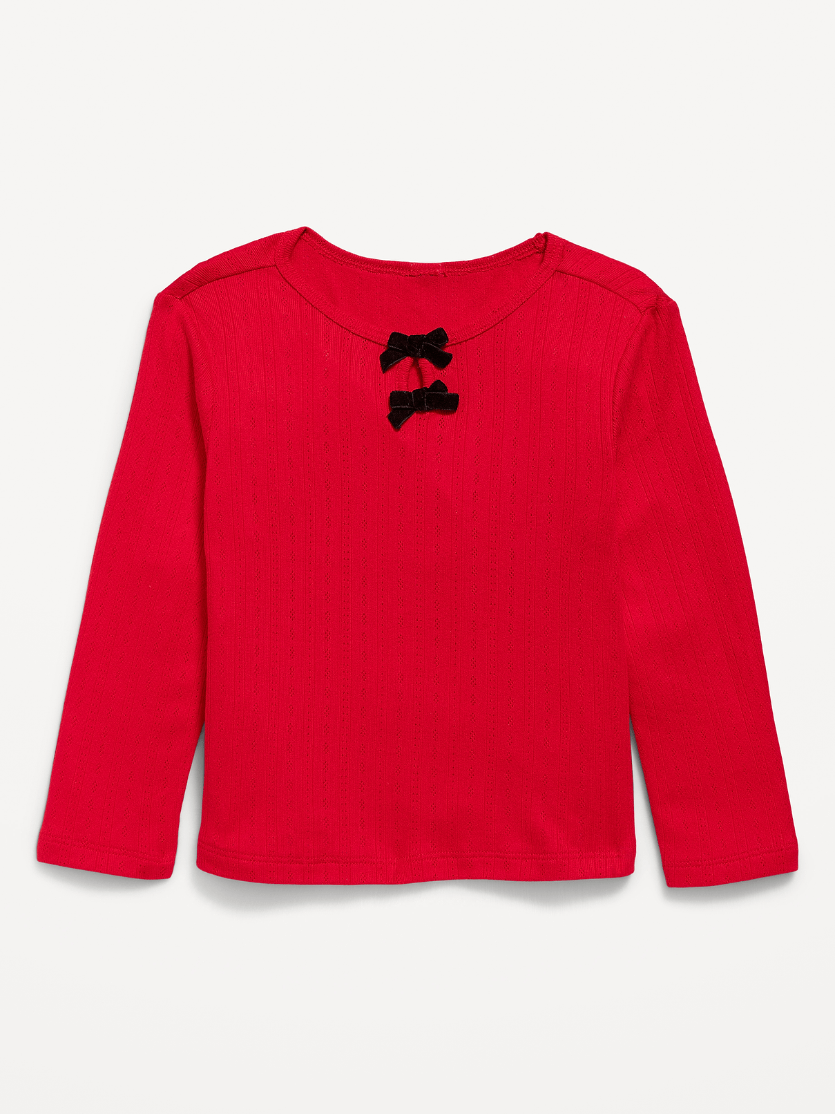 Image 1 of 3, envelope neckline, long sleeves, keyhole cutout at neckline with decorative bows, Product #1184895