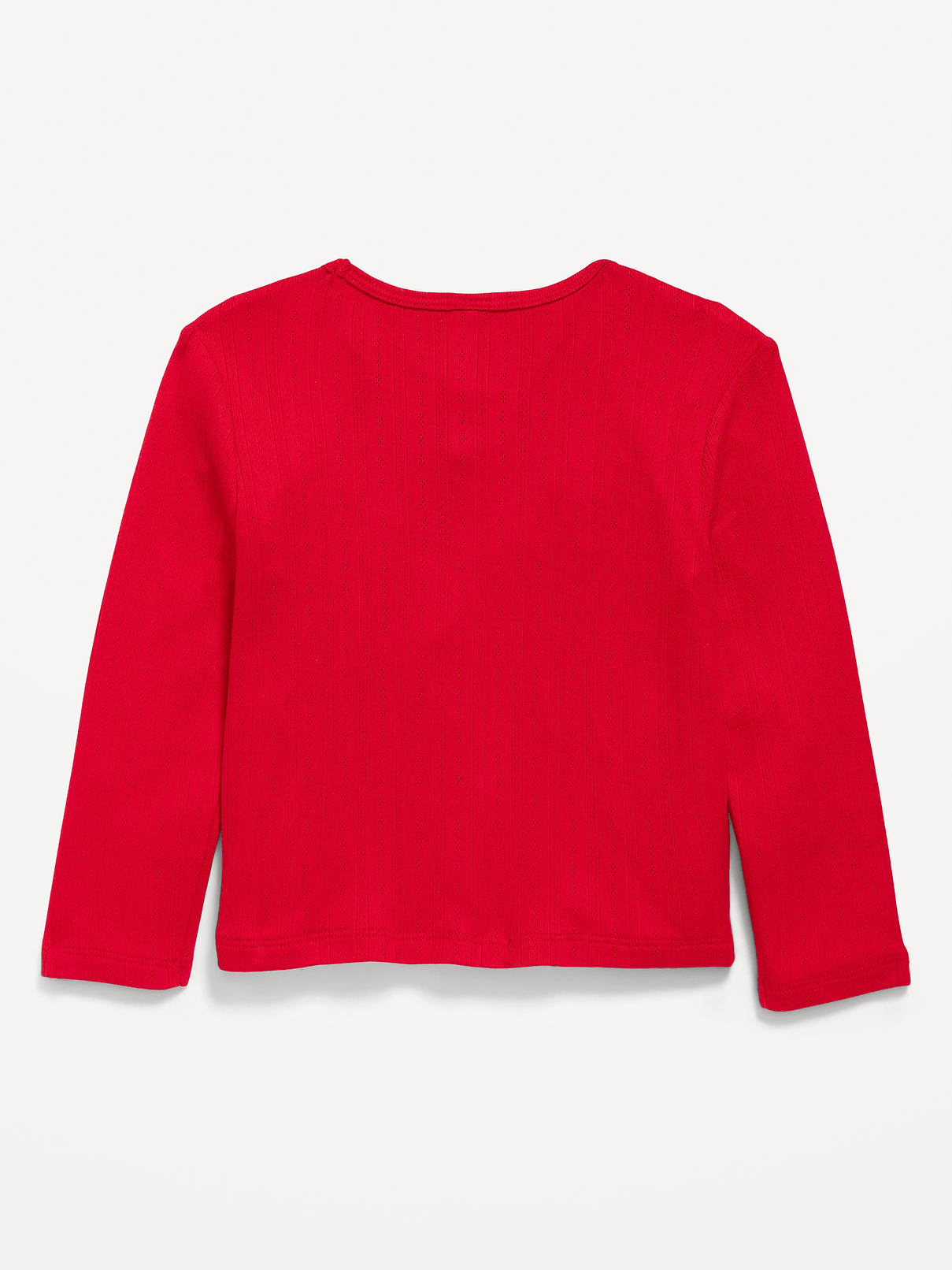 Image 2 of 3, Long-Sleeve Bow-Front Pointelle-Knit Top for Toddler Girls