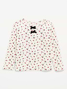 Image 1 of 2, envelope neckline, long sleeves, keyhole cutout at neckline with decorative bows, Product #1184895