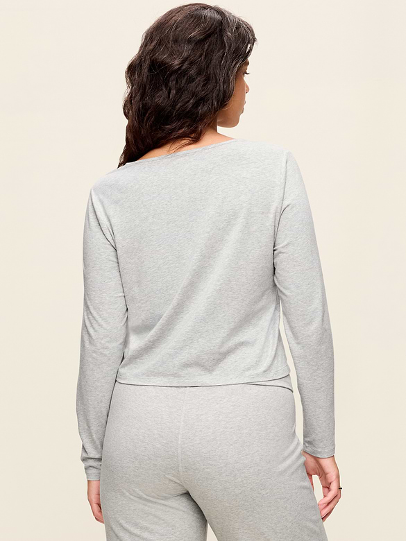 Long-Sleeve Split-Neck Top